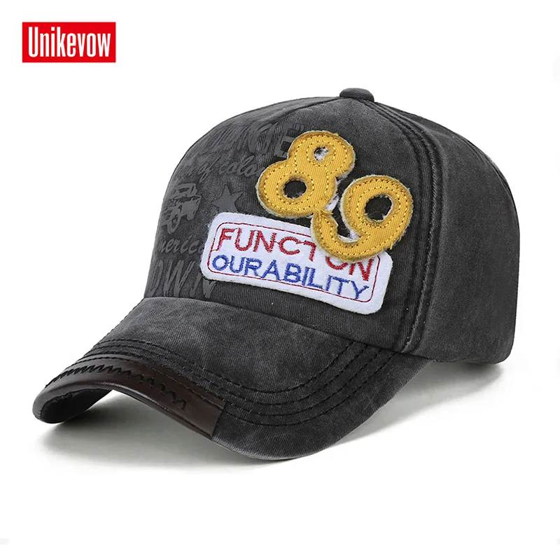 UNIKEVOW Europe style baseball cap 100 cotton 89 patch emboridery Cap