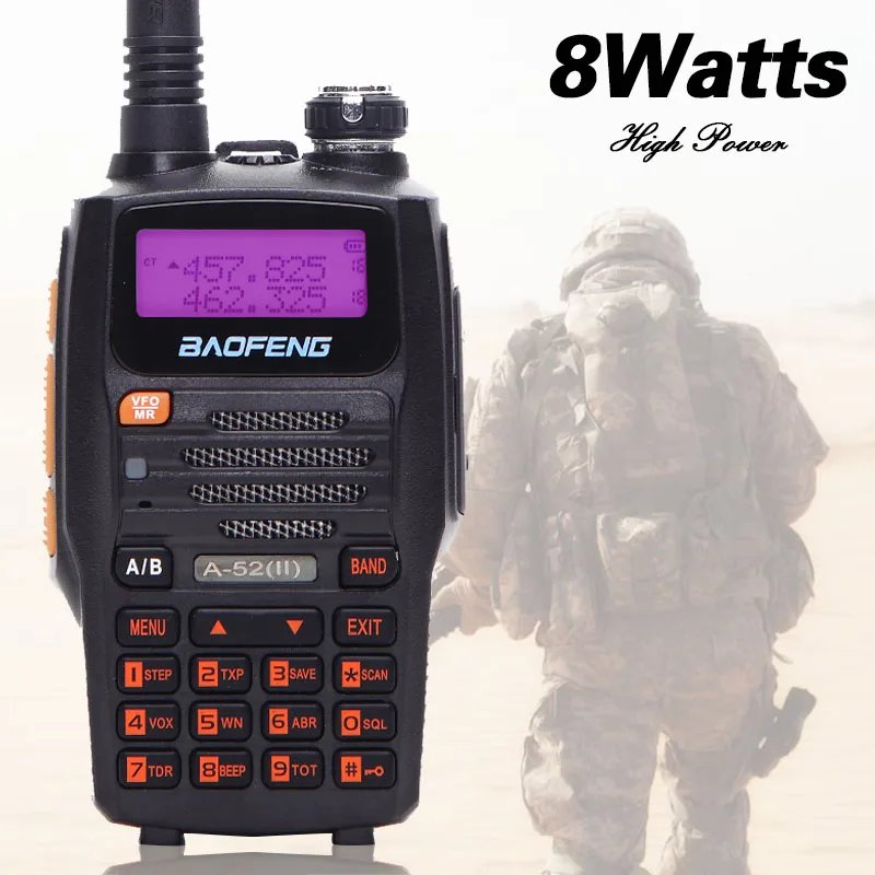 Baofeng A-52 II 8 Вт мощный охотничий игра иди и болтай Walkie Talkie CB двухстороннее радио 10 км дальний трансивер Портативный радио A52 UV-5R