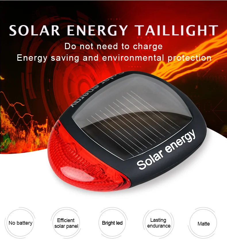 Best INBIKE Solar Power LED Bike Lights Taillights Night Safety Warning Lights Mountain Bike Riding Equipment Cycling Accessories 015 1