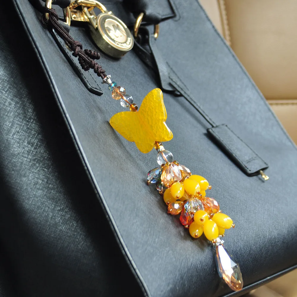 New Fashion Natural Agate 4 Color Butterfly Pendant Beads Hanging Jewelry Car Decoration | Украшения и аксессуары