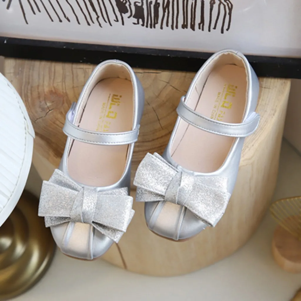 Кожаная обувь для маленьких девочек; платье принцессы Мэри Джейн с бантом и цветочным узором; детская повседневная обувь; Танцевальная обувь на низком каблуке