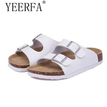 YIERFA Men Sandals 2017 Fashion Men Slipper Summer Beach Shoes Lover Shoes Open Toe Slides Cork Slippers Plus Size 35-43