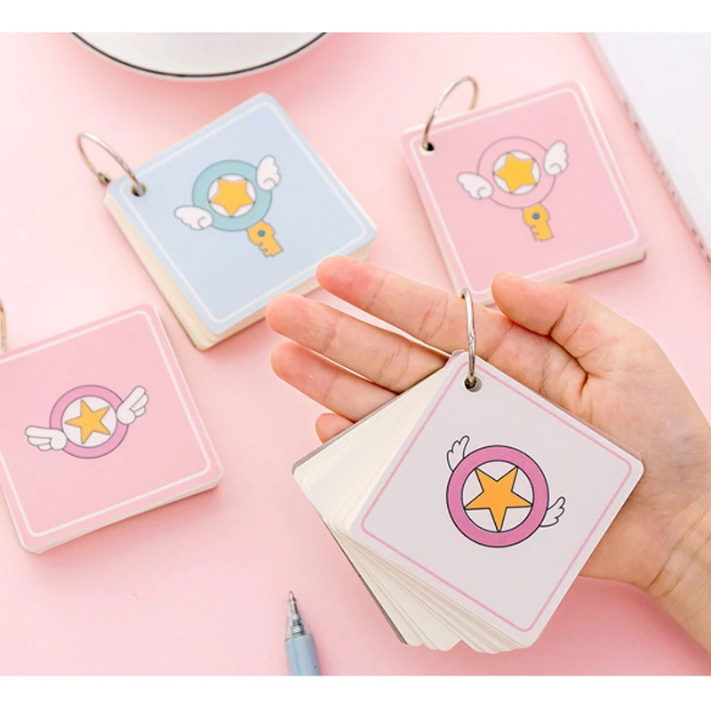 Kawaii розовый блокнот для заметок с крыльями ключа симпатичное железное кольцо