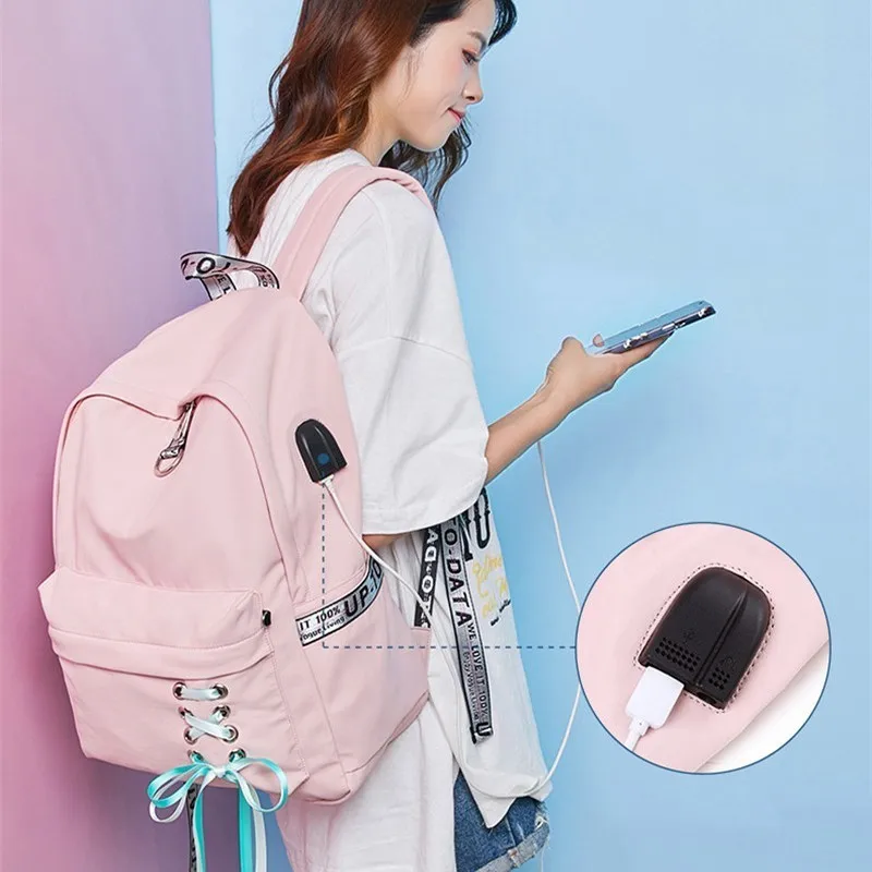 Women Fashion Back Pack USB Nylon Backpacks School Bagpack For Teenagers Girls Laptop Backpack Students Backpacks Bagpack Women Fashion Back Pack USB Nylon Backpacks School Bagpack For Teenagers Girls Laptop Backpack Students Backpacks Bagpack