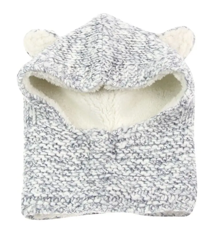 Теплые зимние шапки для маленьких детей; милые толстые шапки-ушанки с капюшоном; шарфы с ушками