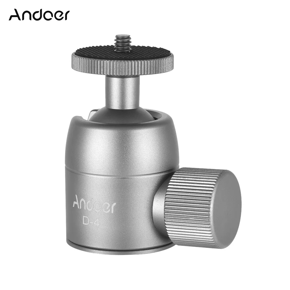 

Andoer D-1 Mini Tripod Ball Head Aluminium Alloy Tripod Mount Ballhead w/ 1/4inch Screw 360 Rotating Panorama Tripod Ball Head