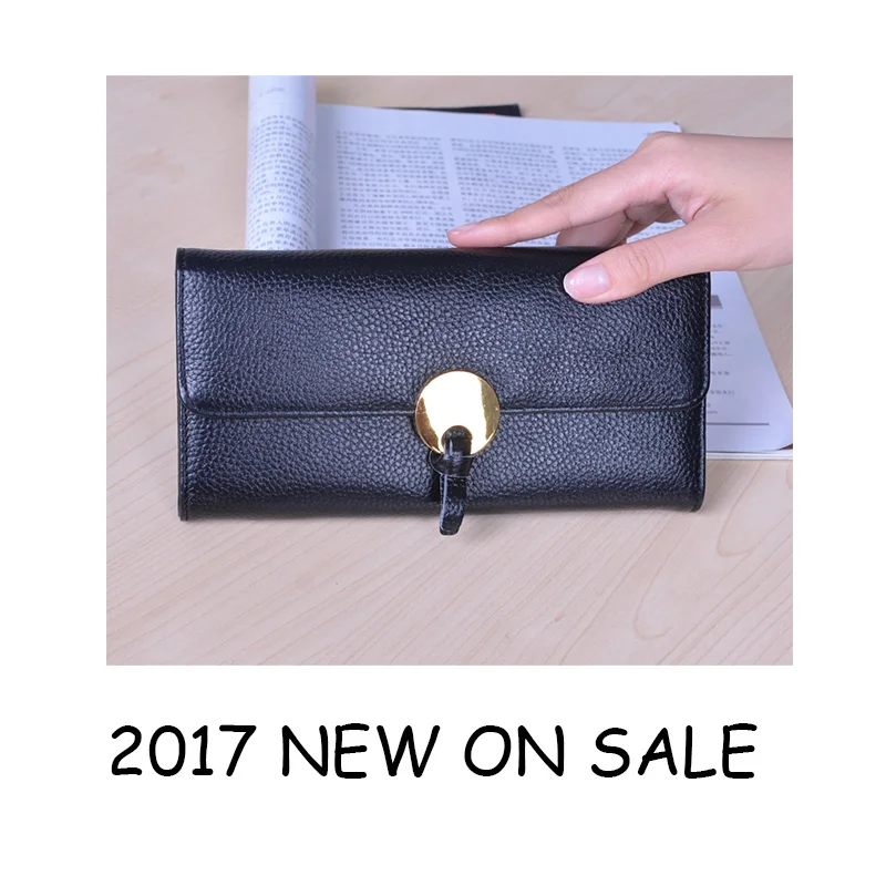 Black Solid Color Zipper Hasp Wallets Money Handbag Long Female Card