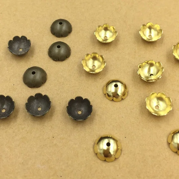 

200 PCS 8mm Metal Raw Brass Antique Bronze Filigree Flowers Bead Caps Connectors For Jewelry Making