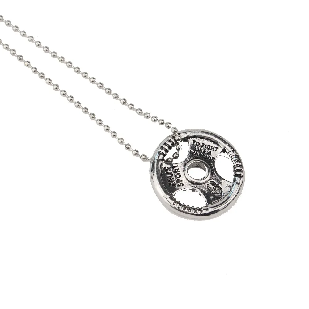 Bodybuilding Pendant Disk Fitness Gym Necklace Sport Man Power