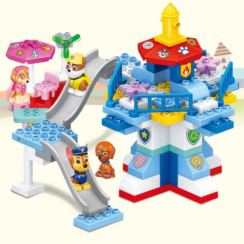 Tanie Psi Patrol zestaw zabawek klocki łapa patrol pies duże cząstki montowane klocki dom zabaw dla dzieci zabawki prezent