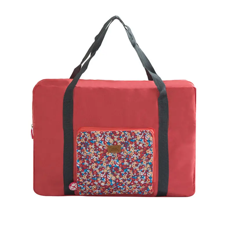 

Large Capacity Men's Folding Travel Bag Waterproof Polyester Floral Zipper Foldable Travel Tote Women Luggage Carry on Bag