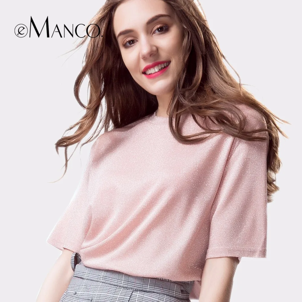 E Манко Мода Популярные Розовый и голубой С Коротким Рукавом Clothing Футболки Женщин