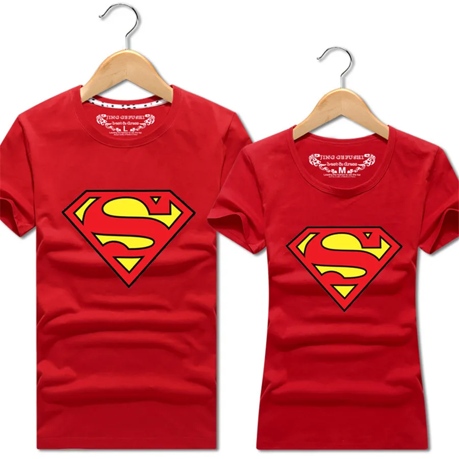 

2019 couple t shirt summer short-sleeved tshirt cotton Superman stretch Slim T-shirt for men and women5XL
