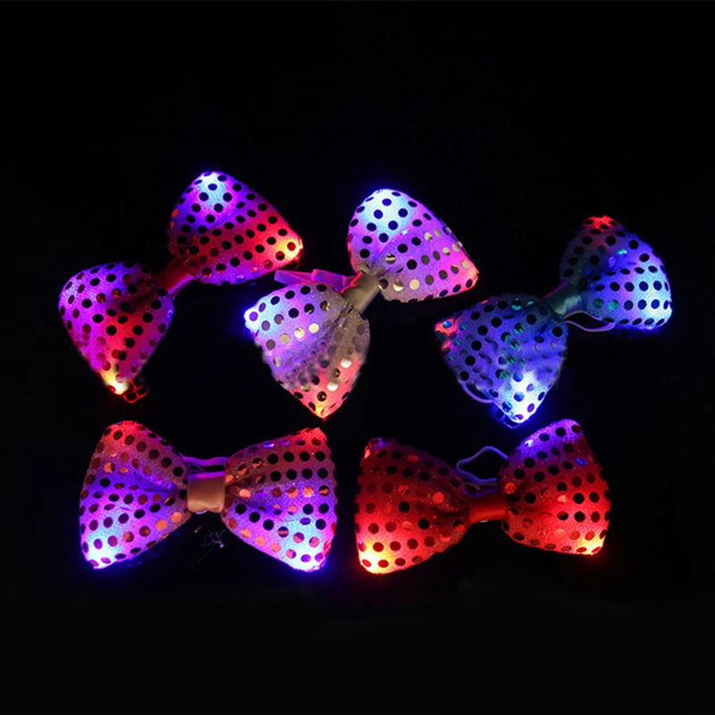 

LED tie flashing 10/lote bright MIXCOLOR men women luminous necktie fashion party dance scenes tie up toys for incandescent lamp