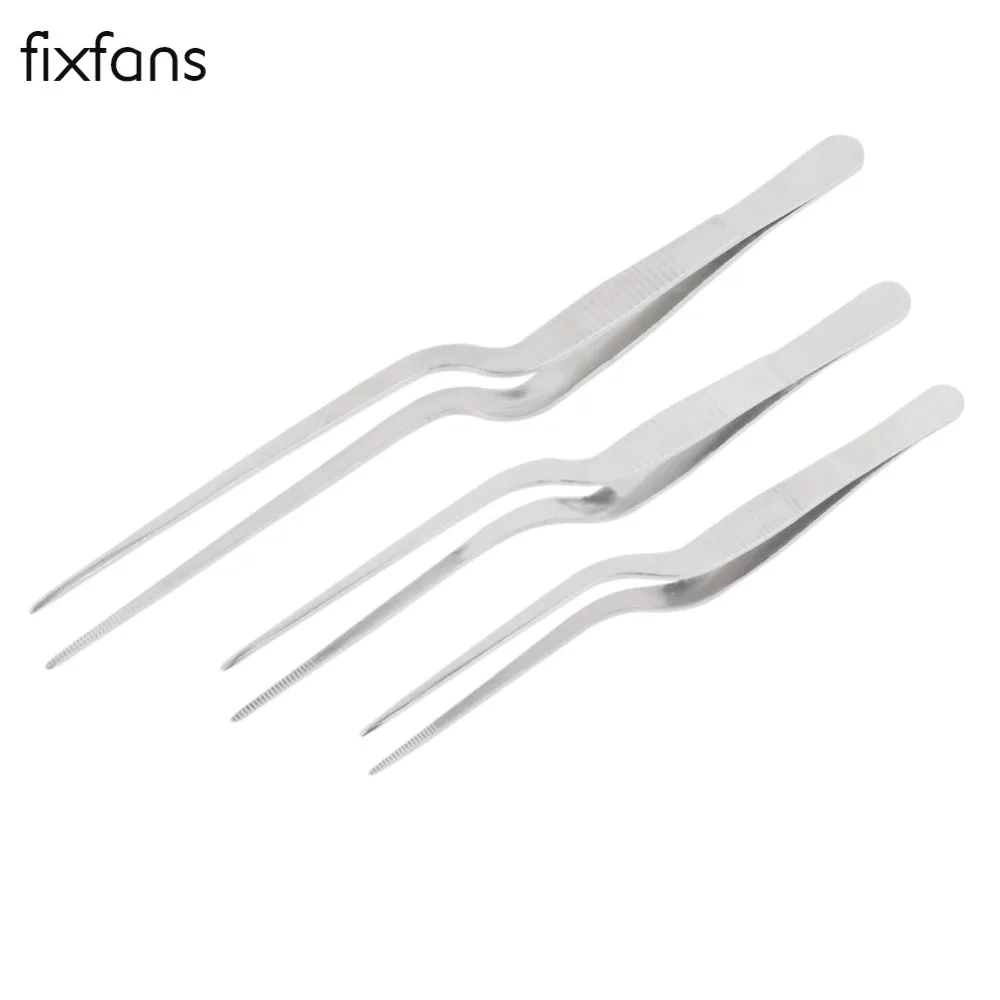 FIXFANS 1pc Precision Medical Long Curved Tweezers Non slip Stainless