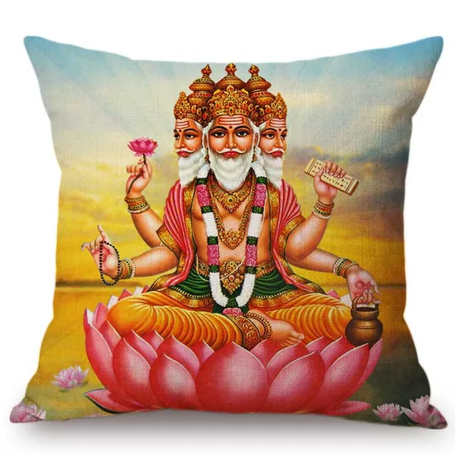India Buddhism Worship Home Decorative Pillow Case Cotton Linen