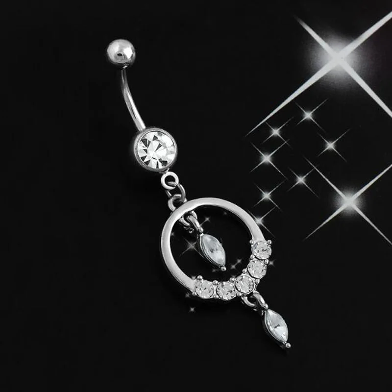 Belly Button Piercings Flower Hollow Out Stainless Steel Navel Piercing Crystal Rhinestone Rings Bar |