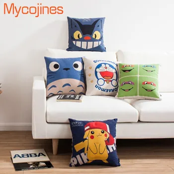 

Hot Sale Pillows japanese Totoro cushion Cartoon Pokemon Almofadas Pikachu Linen Pillow Decorative Linen Cushion Cover 18inches