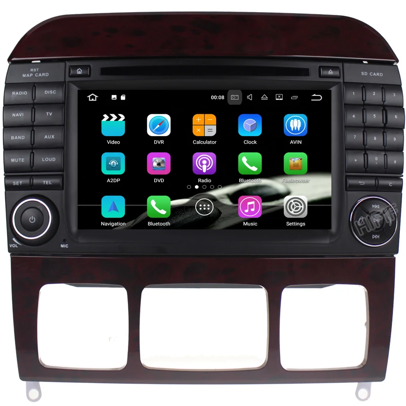 Discount IPS 2 Din Auto Radio Android 9.0 For Mercedes/Benz/W220/W215/S280/S320/S350/S400 S Class Car Multimedia Video Player GPS DVR 1