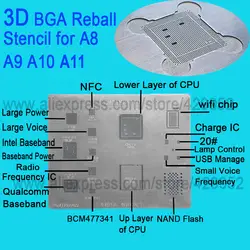 3D IC чип BGA трафарет наборы набор припоя шаблон для iphone A8 A9 A10 A11 высокое качество