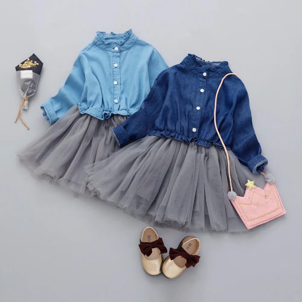 Girls font b Dress b font 2018 New Spring Princess font b Dress b font Mesh