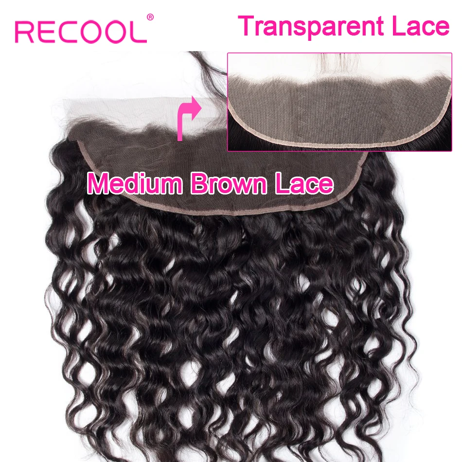 

Recool Brazilian Water Wave HD Transparent Lace Frontal Closure With Baby Hair Ear To Ear Pre Plucked Human Hair Lace Frontal
