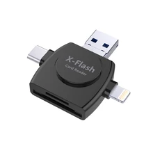 4 in 1 Card Reader Adapter with USB Micro USB Type-C Lightning Interface for SD TF/Micro SD for iPhone iPad iPod Android RS01