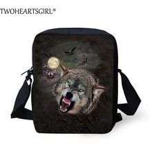 TWOHEARTSGIRL крутой волк печатает мальчик сумка-мессенджер аккуратный студенческий маленький сумка через плечо особый дизайнер хранения Backbag