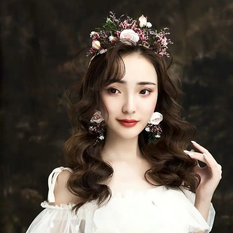 

Handmade bridal dried flower headband headdress Sen super fairy wedding accessories birthday photo holiday photography jewelry