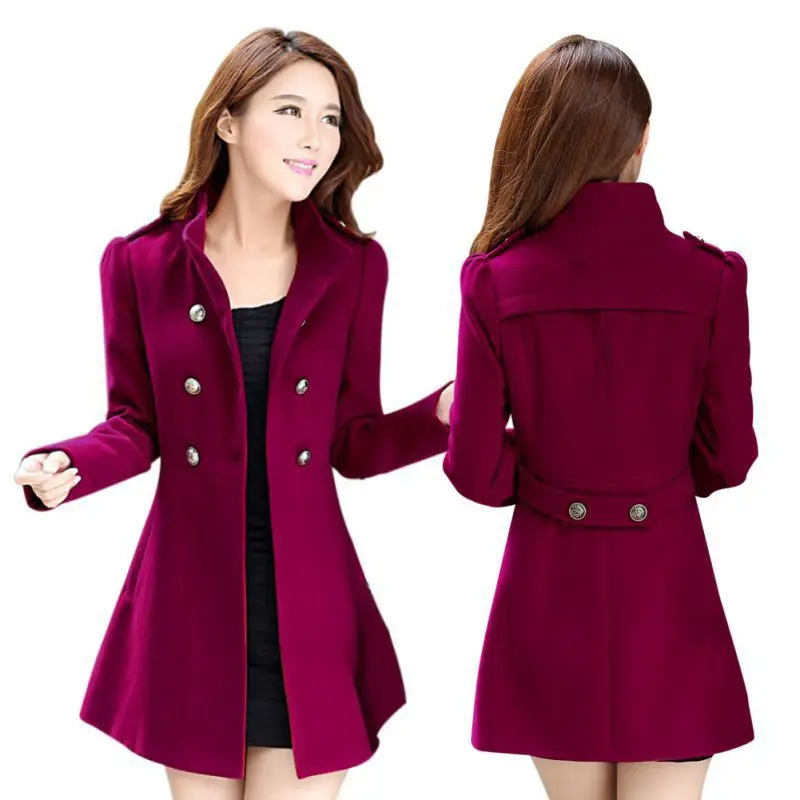 Весенне-зимние корейские Женские базовые пальто, ветровка, пуховик, пальто с длинными рукавами, женская верхняя одежда, тонкое повседневное пальто, кардиганы - Цвет: wine red