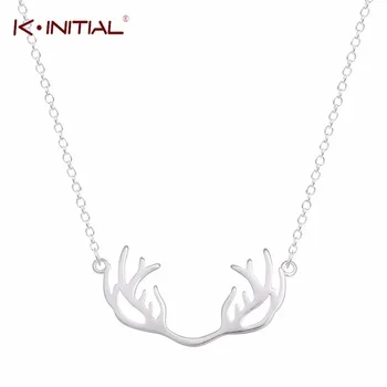 1Pcs Fashion 925 Silver Deer Antler Necklace Unique Animal Minimalist Horn Chock Jewelry For Women Cute Party Pendants Necklaces
