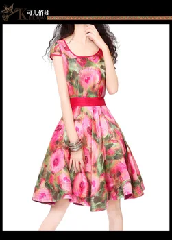

Spring, summer, brand ladies' Digital printing restoring ancient ways collect waist full dress High-end quality dress