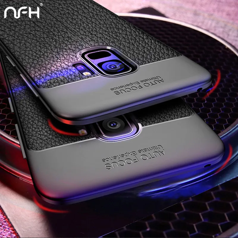 NFH ТПУ чехол для samsung Galaxy S9 S8 Coque силиконовый мягкий Lychee Striae Capa Plus в виде ракушки |