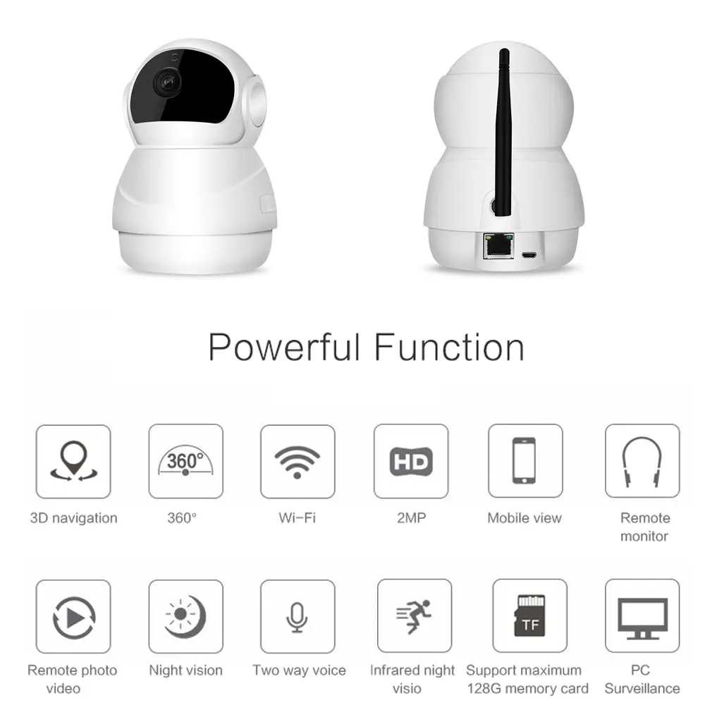 AHCVBIVN Smart Wifi IP Camera 360 Degree Panoramicview Wireless Camera Full HD Home Security H.264 Two Way Audio CCTV Camera