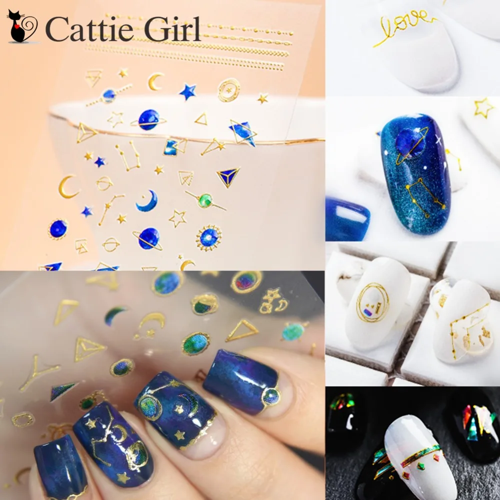 1 лист Созвездие Волшебные звезды луна и Вселенная стикеры 3D на ногти Nail Art дизайн ногтей наклейки DIY аксессуары для ногтей