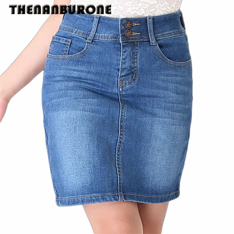 THENANBURONE New Casual Long Jean Skirt 2017 Summer Fashion Denim Skirt