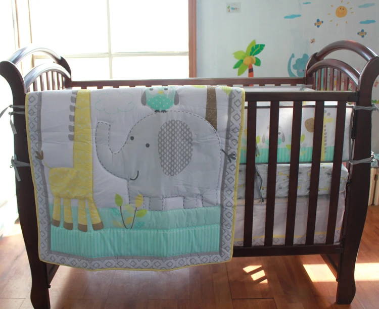 Elephant Giraffe Baby Bedding Set Cot Crib Bedding Set For Girls