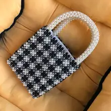 Брендовая дизайнерская черная и белая детская сумка летняя популярная сумка с бусинами Ручная работа в лондонском стиле белая плюс черная трендовая женская сумочка