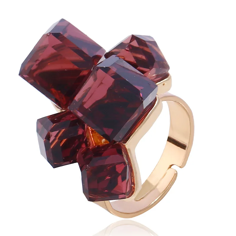 Женские кольца Exquesite, черные, в стиле панк, с кристаллами, 1 шт., открытые, уникальные, на кончик пальца, кольца миди, открытые, золотые стразы, регулируемые кольца - Цвет основного камня: 5