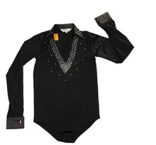 men’s Latin dance clothing Rumba Chacha Ballroom dancing performance clothing professional Latin Dance Top match inlaid diamond
