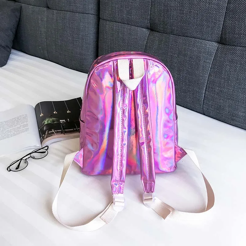 Brillo holográfico mochila para Mujer mochila para las chicas de la escuela láser de plata libro mochila la universidad mochila Mochilas Mujer 2018 XA398WB