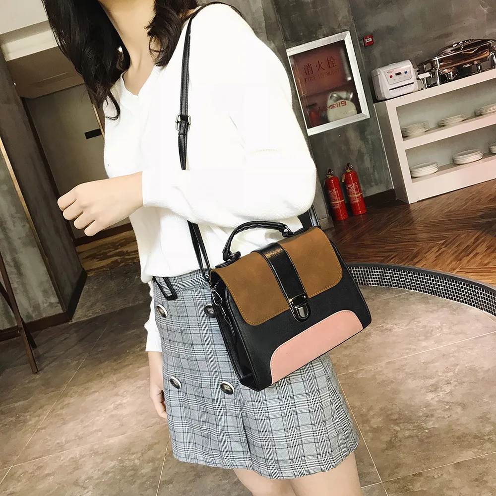 

New Women Girl Fashion Patchwork Leather Buckle Bag Crossbody Shoulder Bag Dropshipping Borsa a tracolla da donna#30
