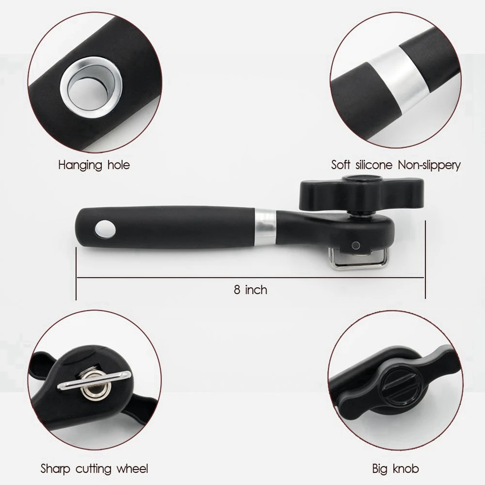 Stainless Steel Manual Can Opener Professional Effortless Openers With Turn Knob Side Cut Can Opener Kitchen Useful Cans Tools