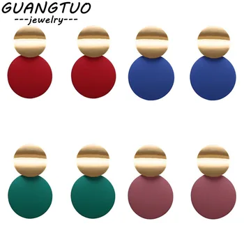 

New Fashion Ear Jewelry Disc Drop Earrings For Women Geometric Double Round Exaggerated Dangle Brincos Nice Party Gift EB2215