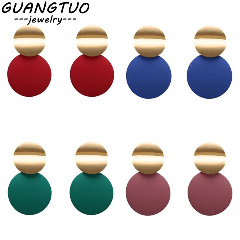 New Fashion Ear Jewelry Disc Drop Earrings For Women Geometric Double Round Exaggerated Dangle Brincos Nice Party Gift EB2215