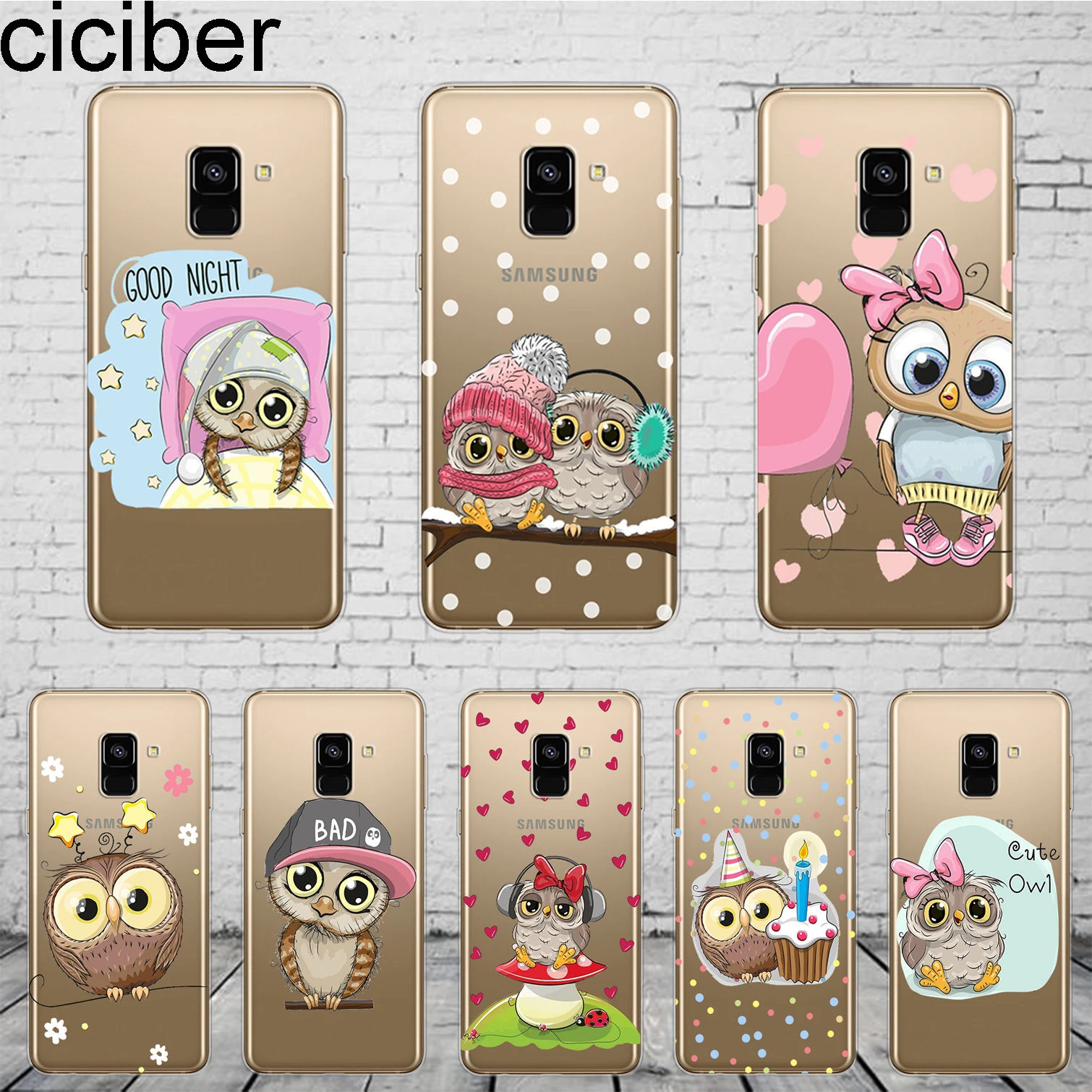 

ciciber Cute Cartoon Animal Owl Coque For Samsung Galaxy A 7 5 6 8 9 S 2016 2017 2018 Star C 9 7 5 10 Pro Plus Phone Case TPU