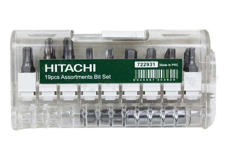 Япония HITACHI 19 шт. Ассортимент Набор бит с фокусным расстоянием 25 мм PH 1/2/3 SL3.5/4,5/5,5 PZ 1/2/3 с шестигранной головкой 3/4/5/6 TX 10/15/20 /25/30 60 мм магнитный рукав