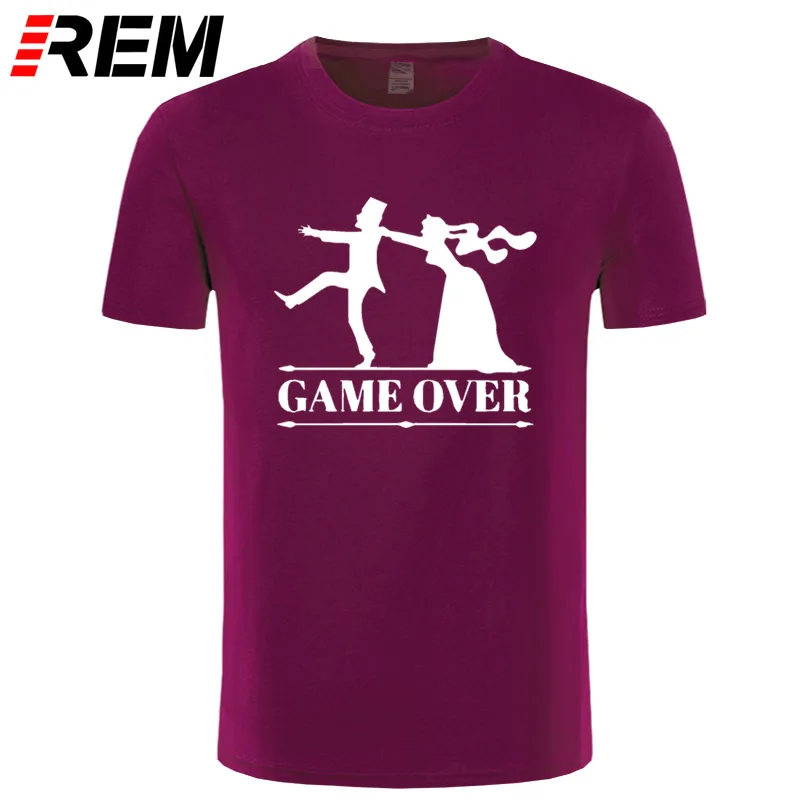 REM Game over невеста жених мальчишник девичник футболка смешные футболки мужские Костюмы короткий рукав Camisetas футболка