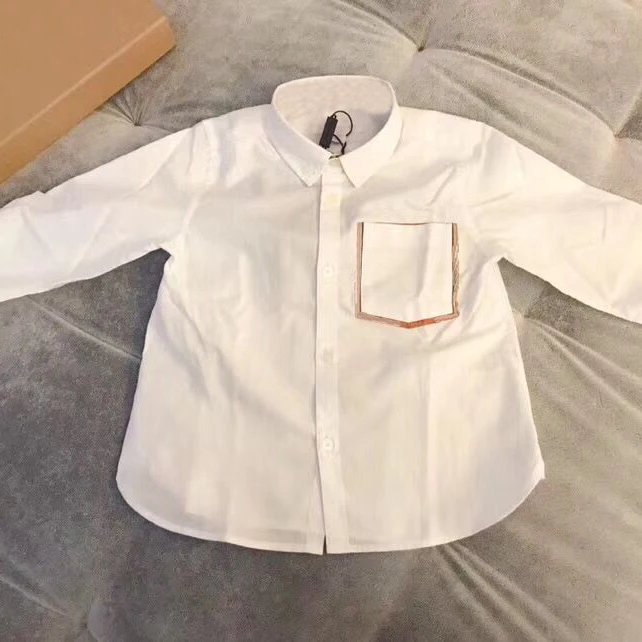 

Kids Shirts for Boys White Cotton Shirts with Pocket Children Spring Clothing High Quality Fashion Tops in middle of Jan