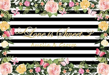 

Custom Happy Birthday Banner Stripes Background Photography Art Fabric Flowers Decor Photo Backdrops For Photo Studio